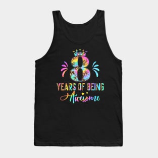 Kids Eight Year Old Rainbow 8Th Birthday Leopard For Girls 8 Tank Top
